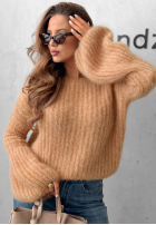 Moherowy Pullover z szerokimi rękawami Cloudly Camel