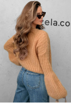 Moherowy Pullover z szerokimi rękawami Cloudly Camel