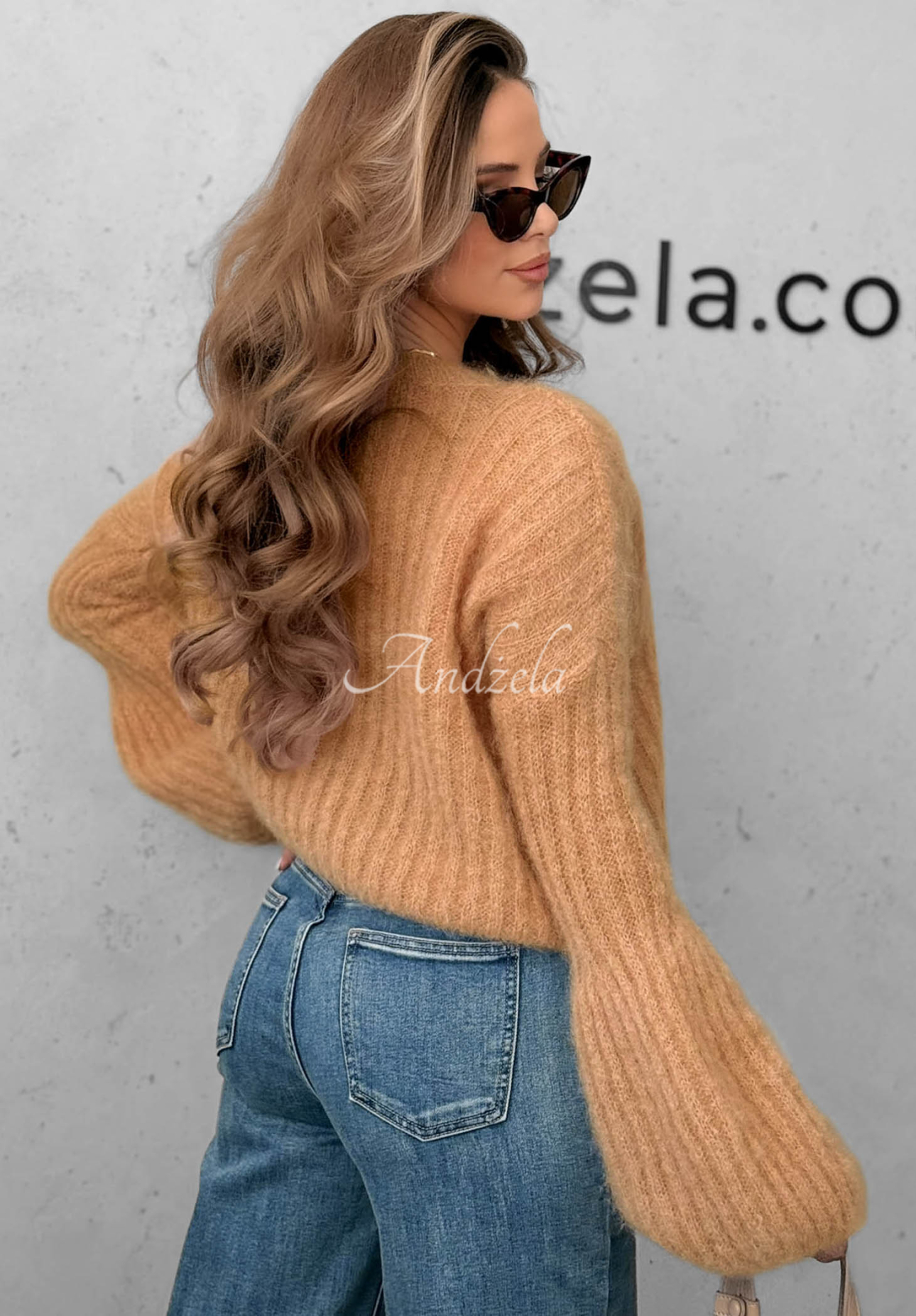 Mohairpullover mit weiten Ärmeln Cocomore Cloudly Camel