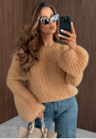 Moherowy Pullover z szerokimi rękawami Cloudly Camel