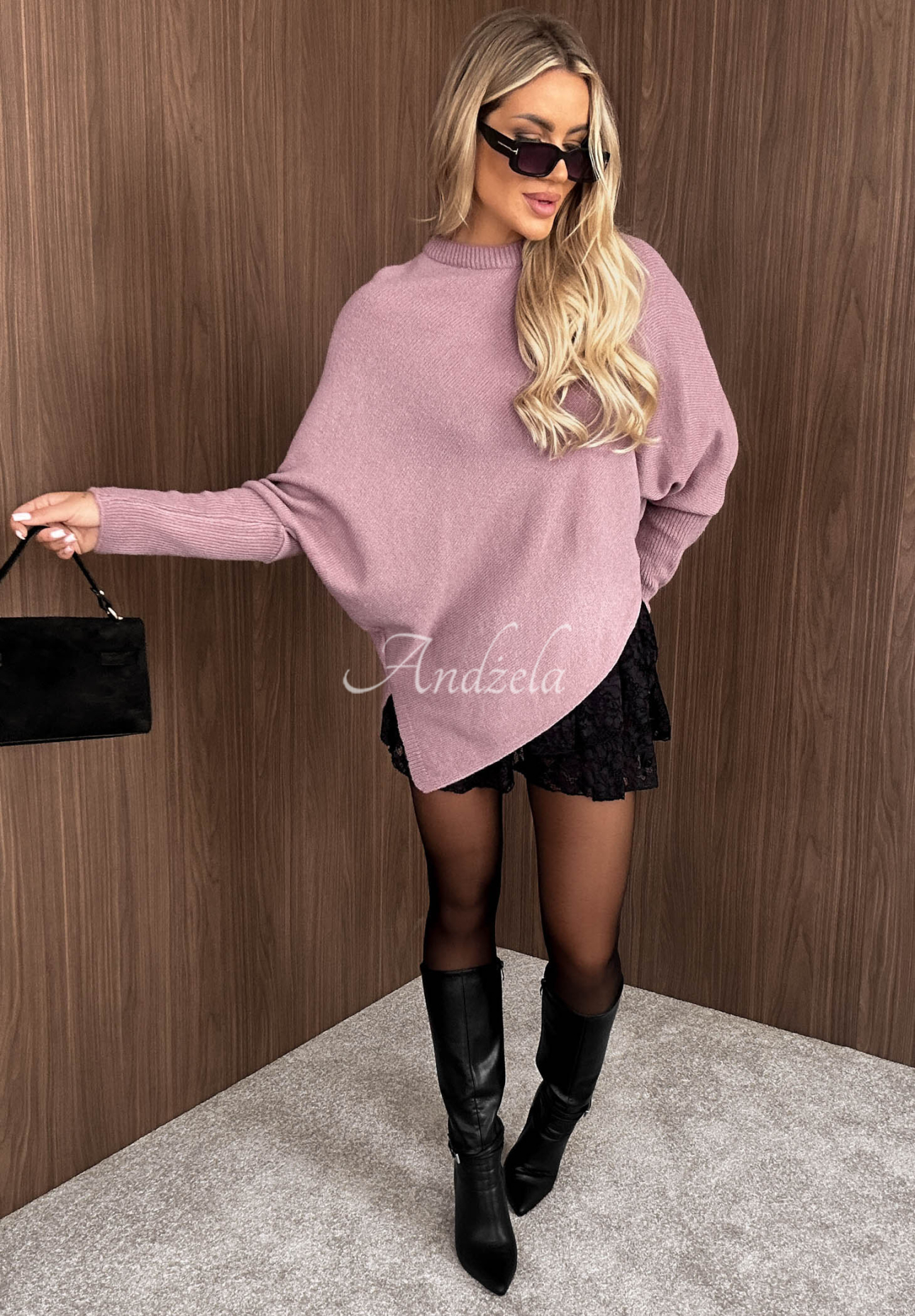 Asymmetrischer Wollpullover Unknown Number Altrosa