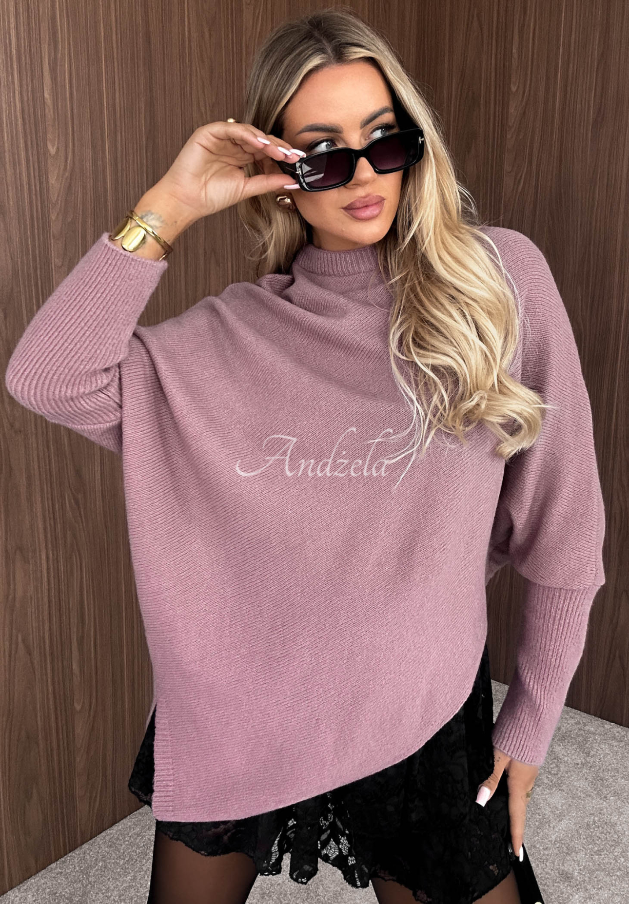 Asymmetrischer Wollpullover Unknown Number Altrosa