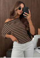 Bluse w paski Soft Nostalgia Schokoladenbraun