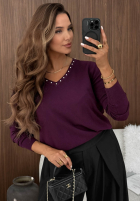 Krótki Pullover ze zdobionym dekoltem Daily Chill Burgunderrot