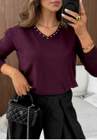 Krótki Pullover ze zdobionym dekoltem Daily Chill Burgunderrot