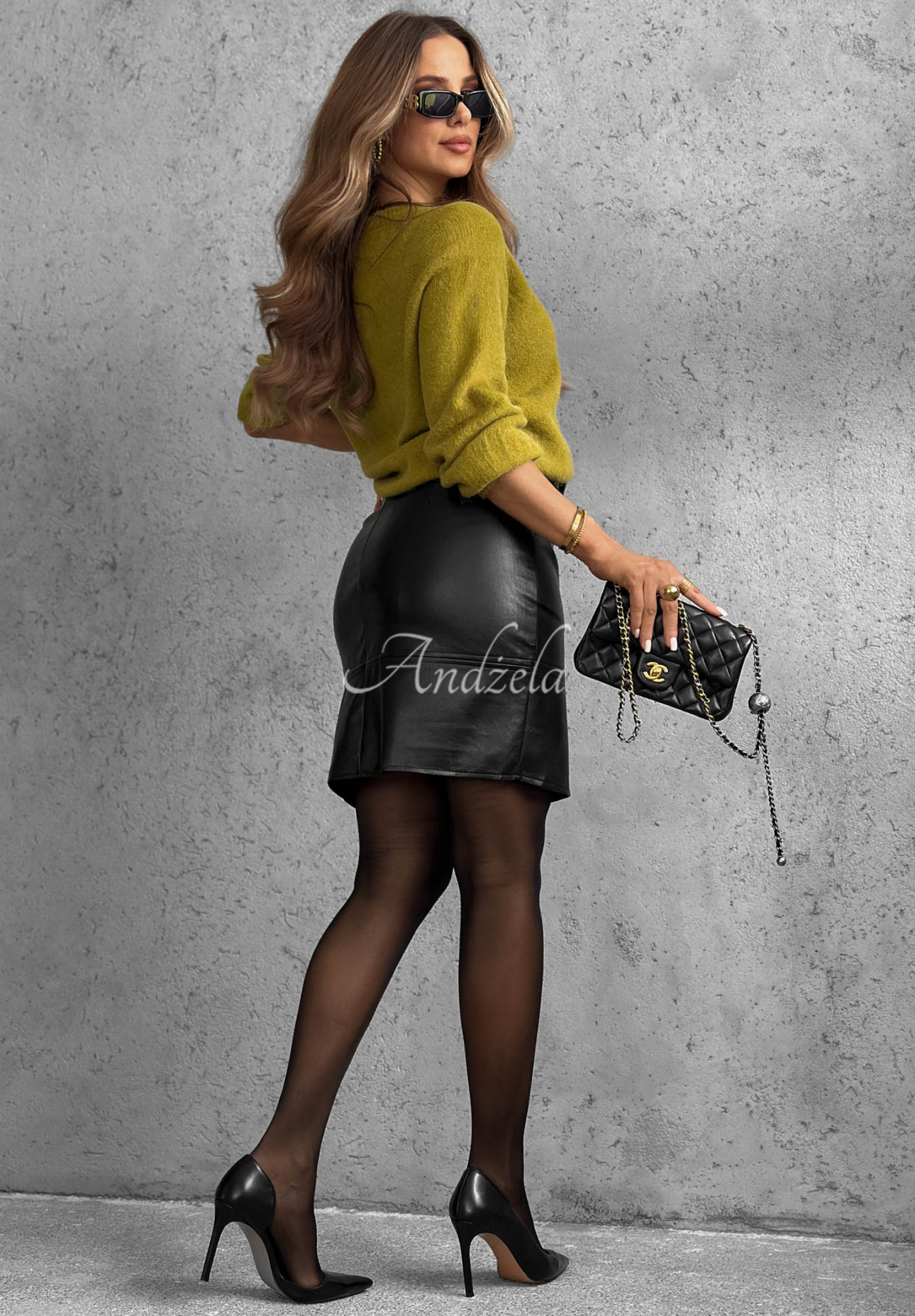 Lederrock mit Schlitz und Gürtel Soft Desire Schwarz