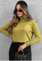 Dopasowany Pullover z golfem Early Evening Rot