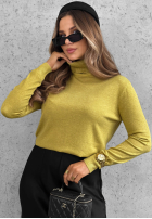 Dopasowany Pullover z golfem Early Evening Rot