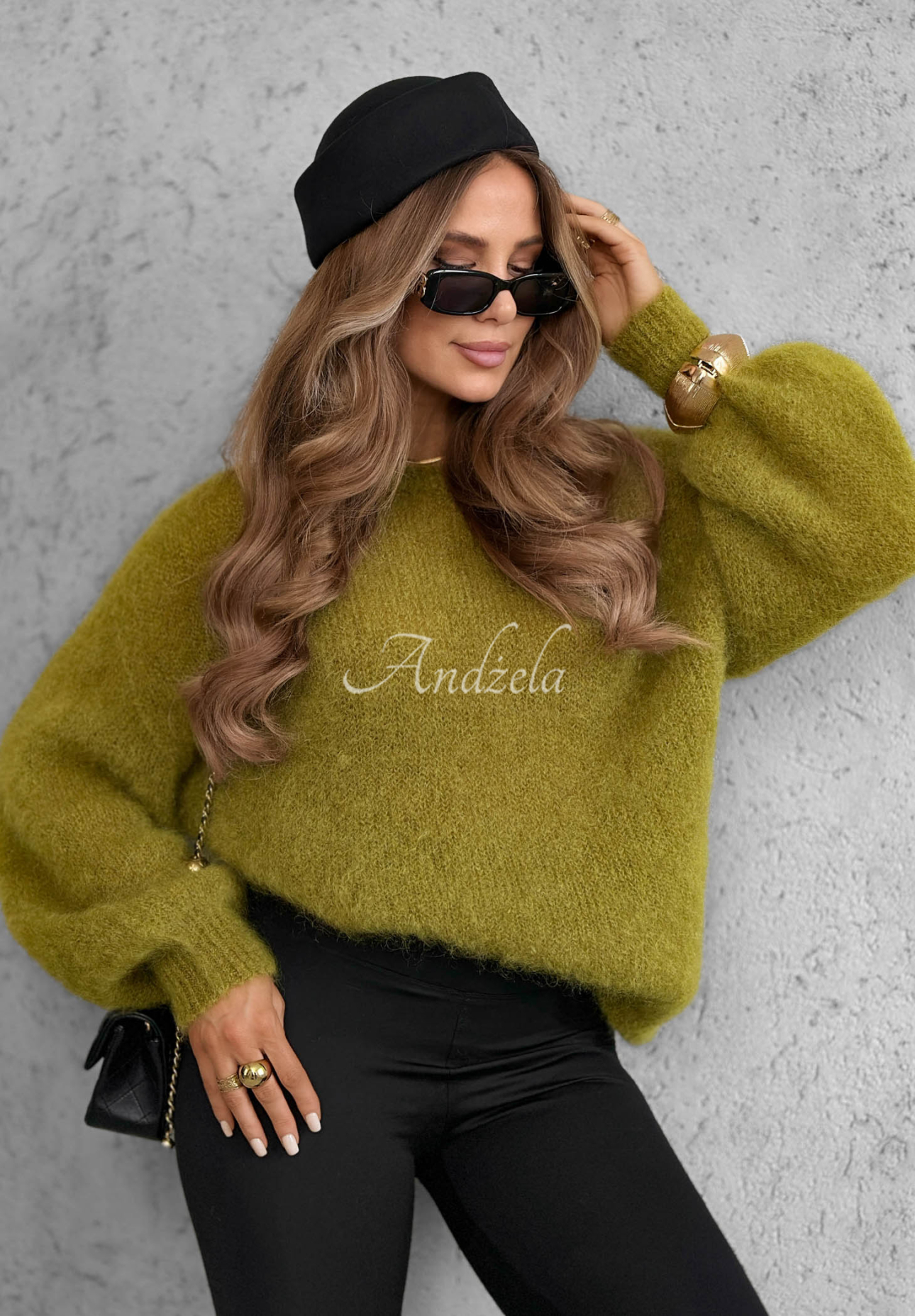 Weicher Mohairpullover Gentle Days Olivgrün
