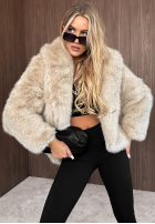 Jacke futerko z kapturem Fluffy Girl Schokoladenbraun