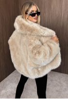 Jacke futerko z kapturem Fluffy Girl Schokoladenbraun