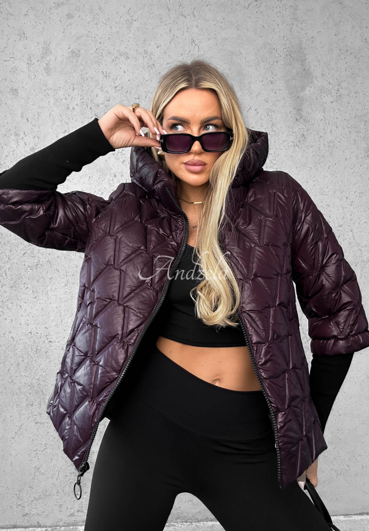 Kurze Steppjacke Quiet Afternoon Beerenfarben