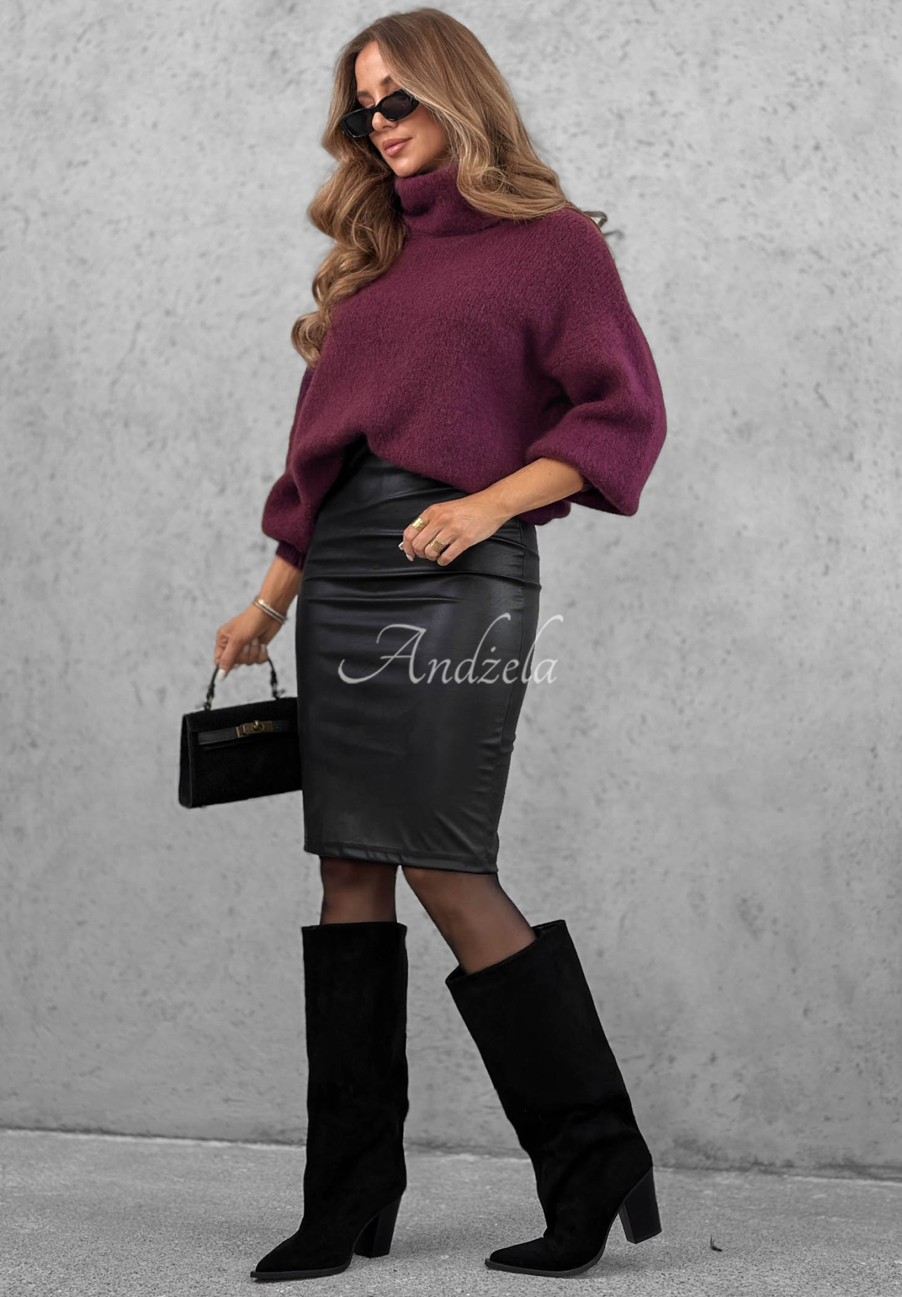 Leder-Bleistiftrock Secret Look Schwarz