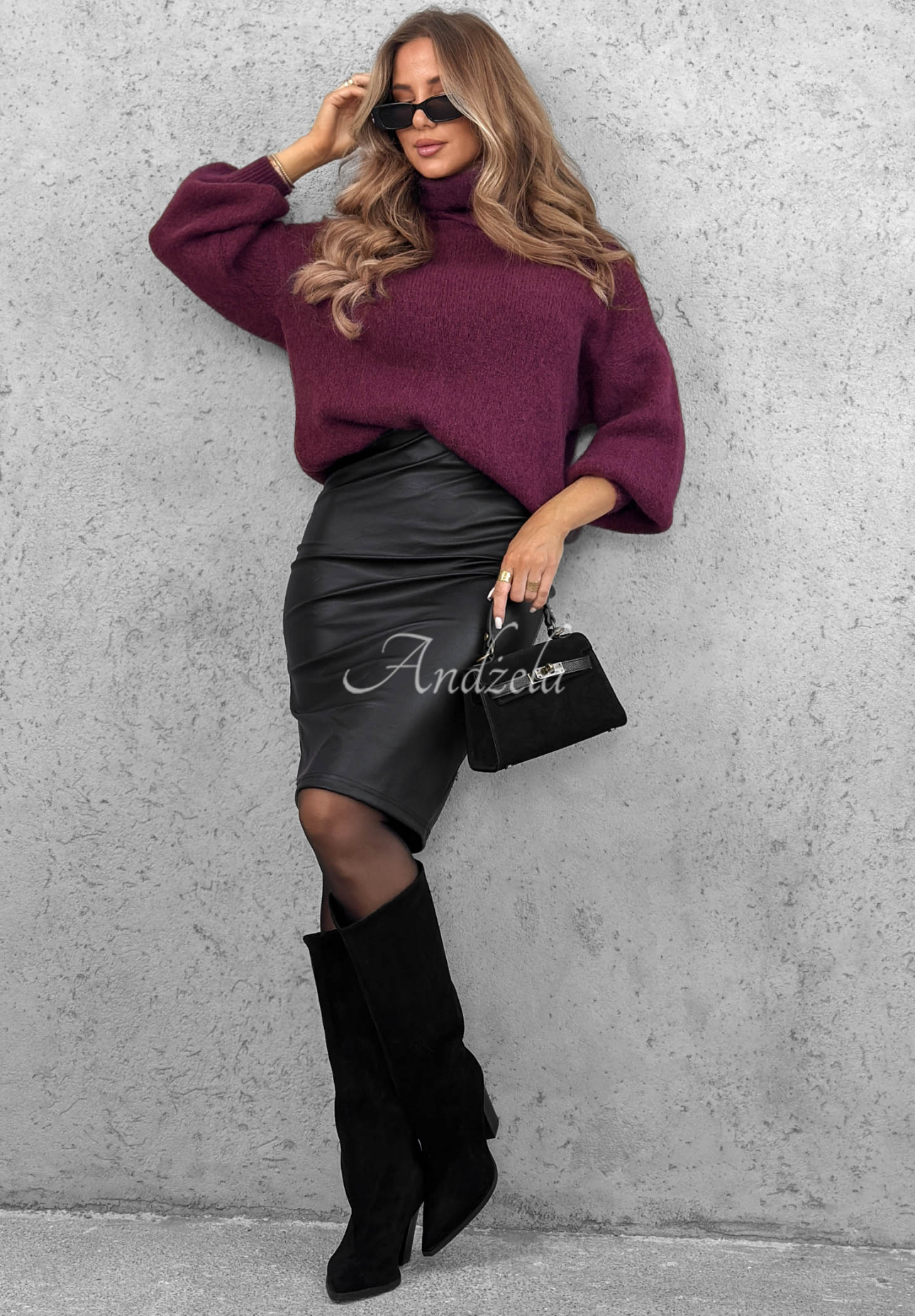 Leder-Bleistiftrock Secret Look Schwarz