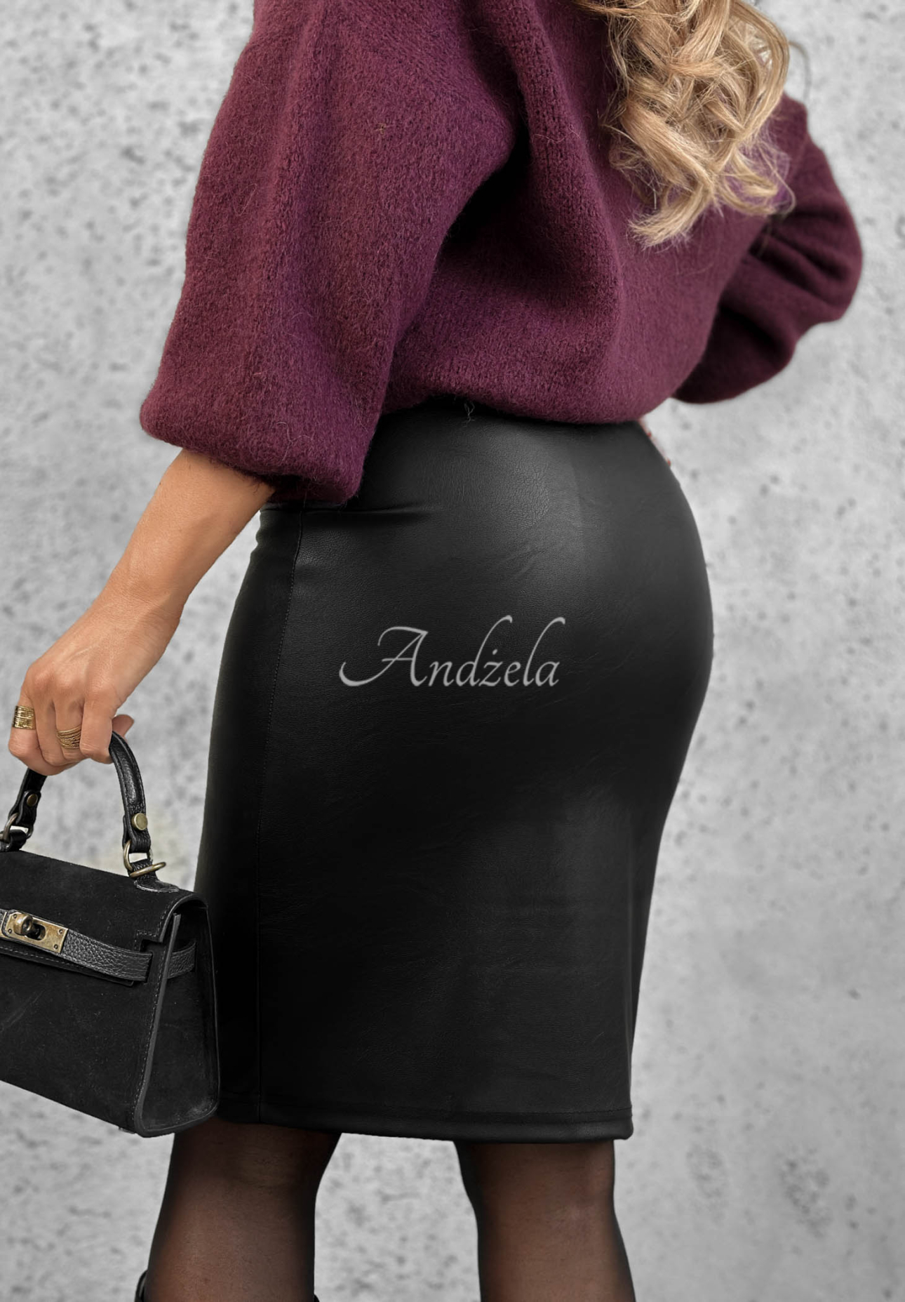 Leder-Bleistiftrock Secret Look Schwarz