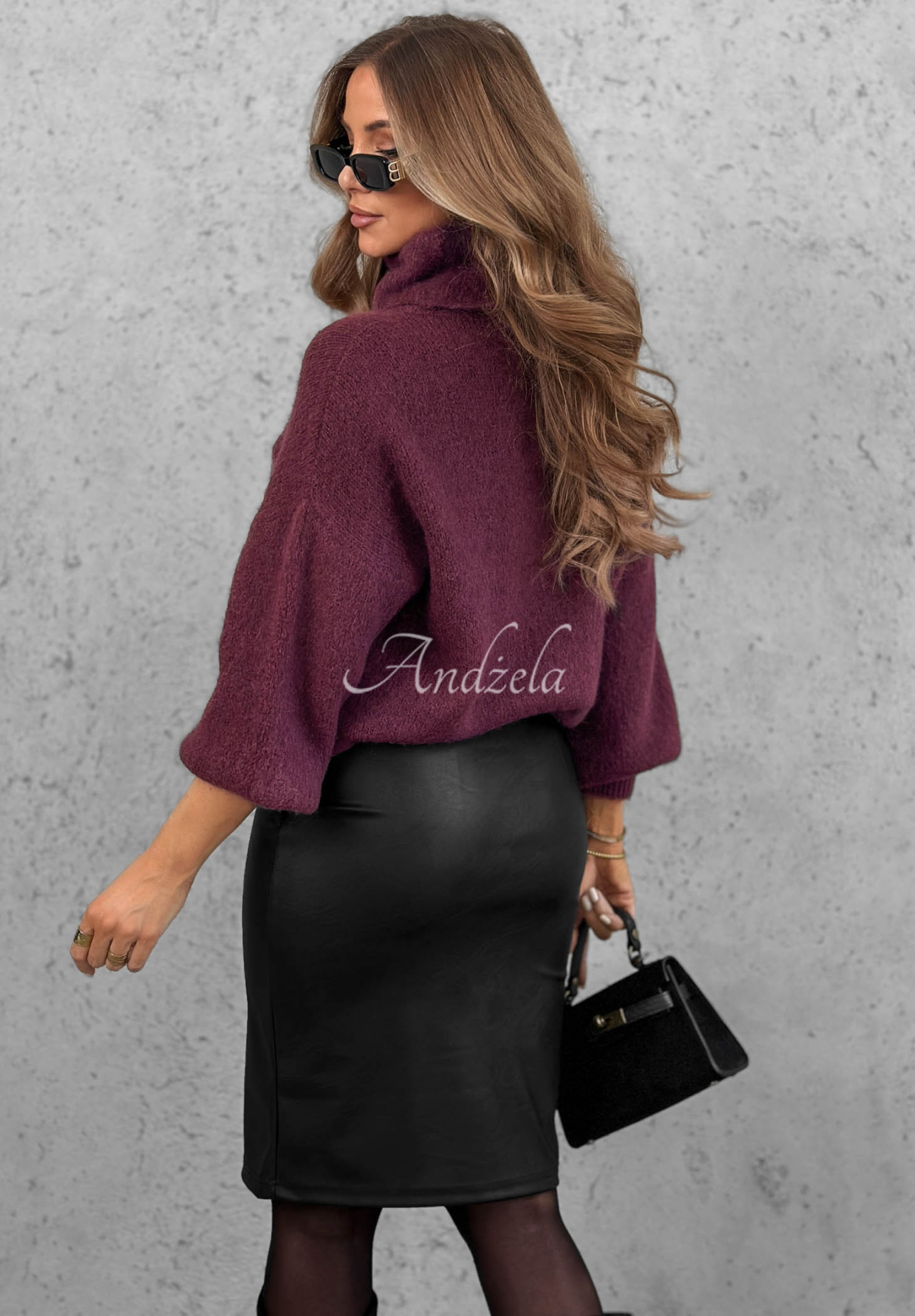 Weicher Rollkragenpullover mit Baby-Alpaka-Wolle Home Again Beerenfarben