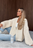 Krótki Pullover Cardigan z bufkami Frost Club Ecru