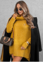 Pullover oversize z golfem Benin Schokoladenbraun