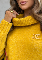 Pullover oversize z golfem Benin Schokoladenbraun