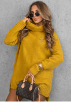 Pullover oversize z golfem Benin Schokoladenbraun