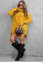 Pullover oversize z golfem Benin Schokoladenbraun