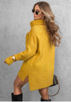 Pullover oversize z golfem Benin Schokoladenbraun