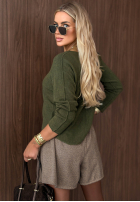 Leicht Pullover z dekoltem w serek Amber Woods Khaki