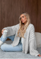 Krótki Pullover Cardigan z bufkami Frost Club Ecru
