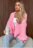 Krótki Pullover Cardigan z bufkami Frost Club Ecru
