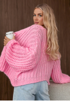 Krótki Pullover Cardigan z bufkami Frost Club Ecru