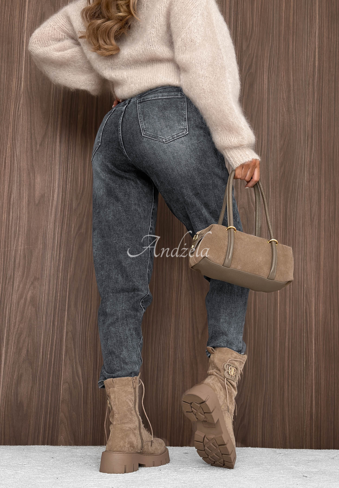 Jeanshose mom fit Sunday Morning Grau