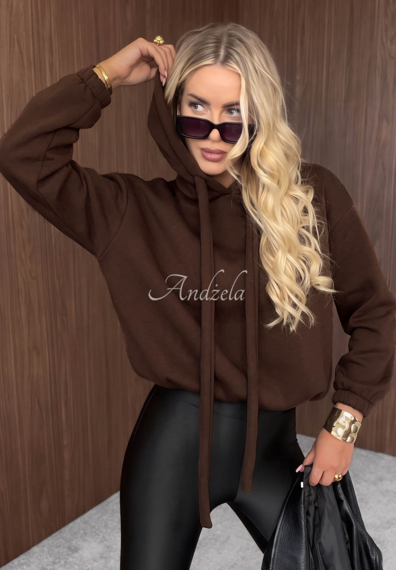Oversize-Kapuzenpullover aus Baumwolle Not Quite Schokoladenbraun
