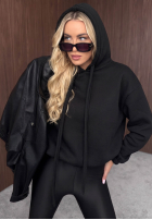 Sweatshirt z kapturem oversize Not Quite Schwarz