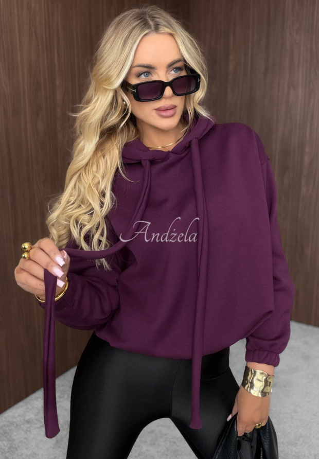 Oversize-Kapuzenpullover aus Baumwolle Not Quite Beerenfarben