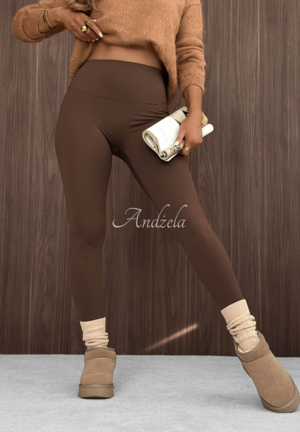 Lasergeschnittene Leggings Rainy Streets Schokoladenbraun