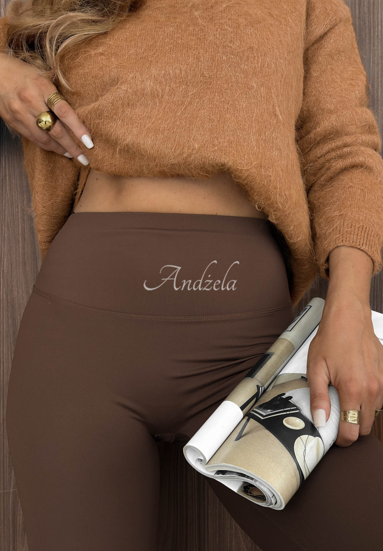 Lasergeschnittene Leggings Rainy Streets Schokoladenbraun