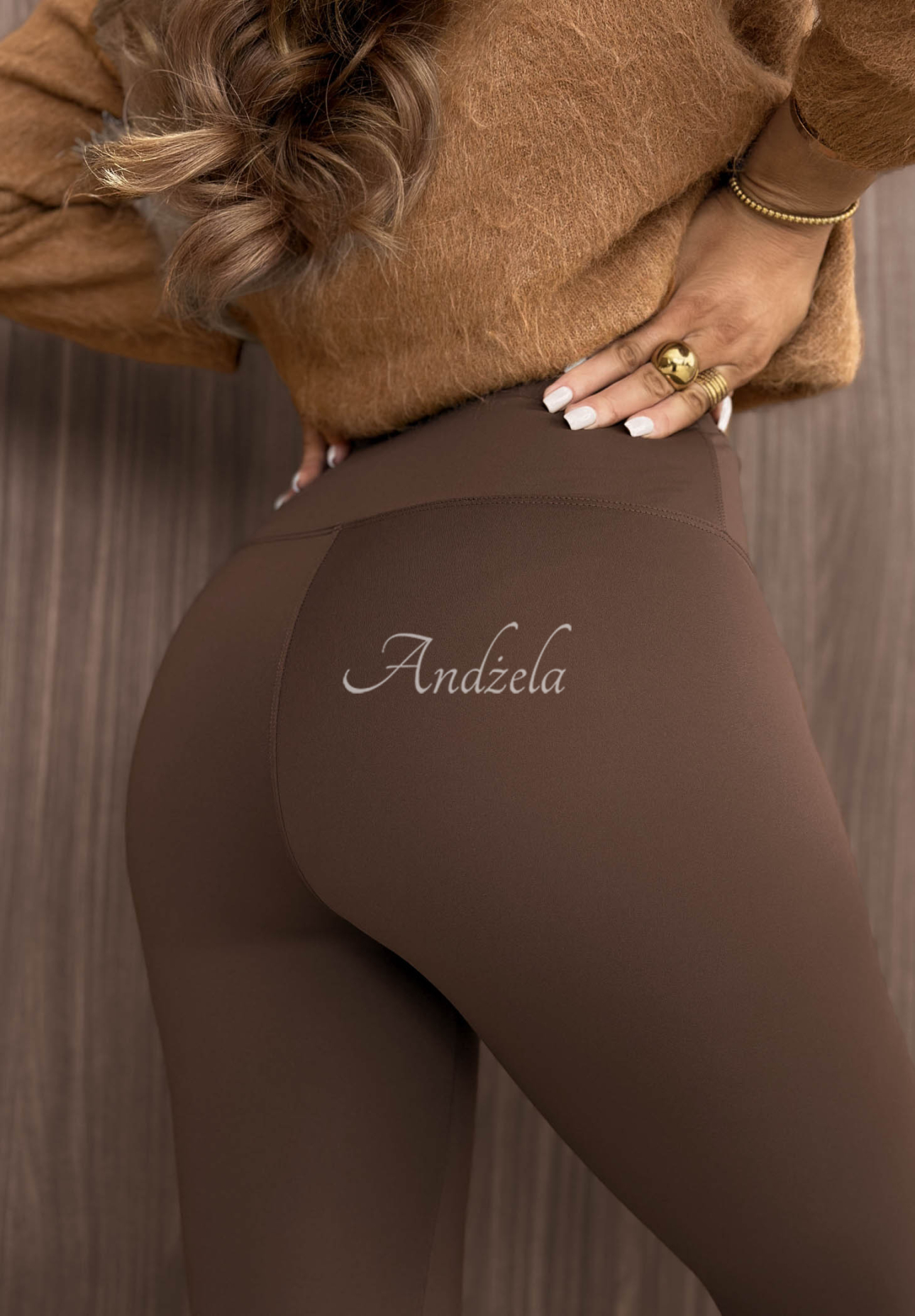 Lasergeschnittene Leggings Rainy Streets Schokoladenbraun