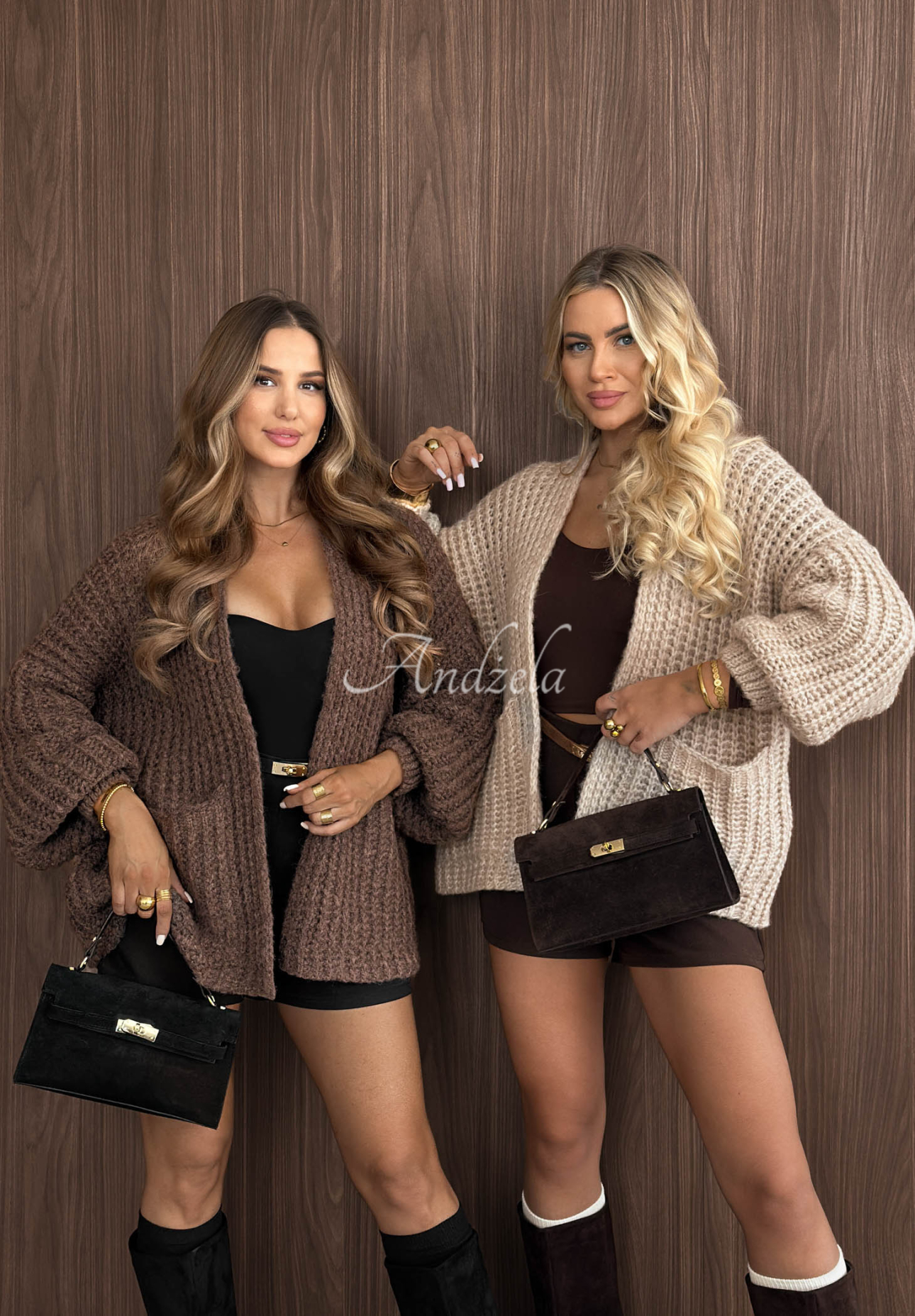 Kurzer Cardigan mit Wolle Simply Cozy Schokoladenbraun