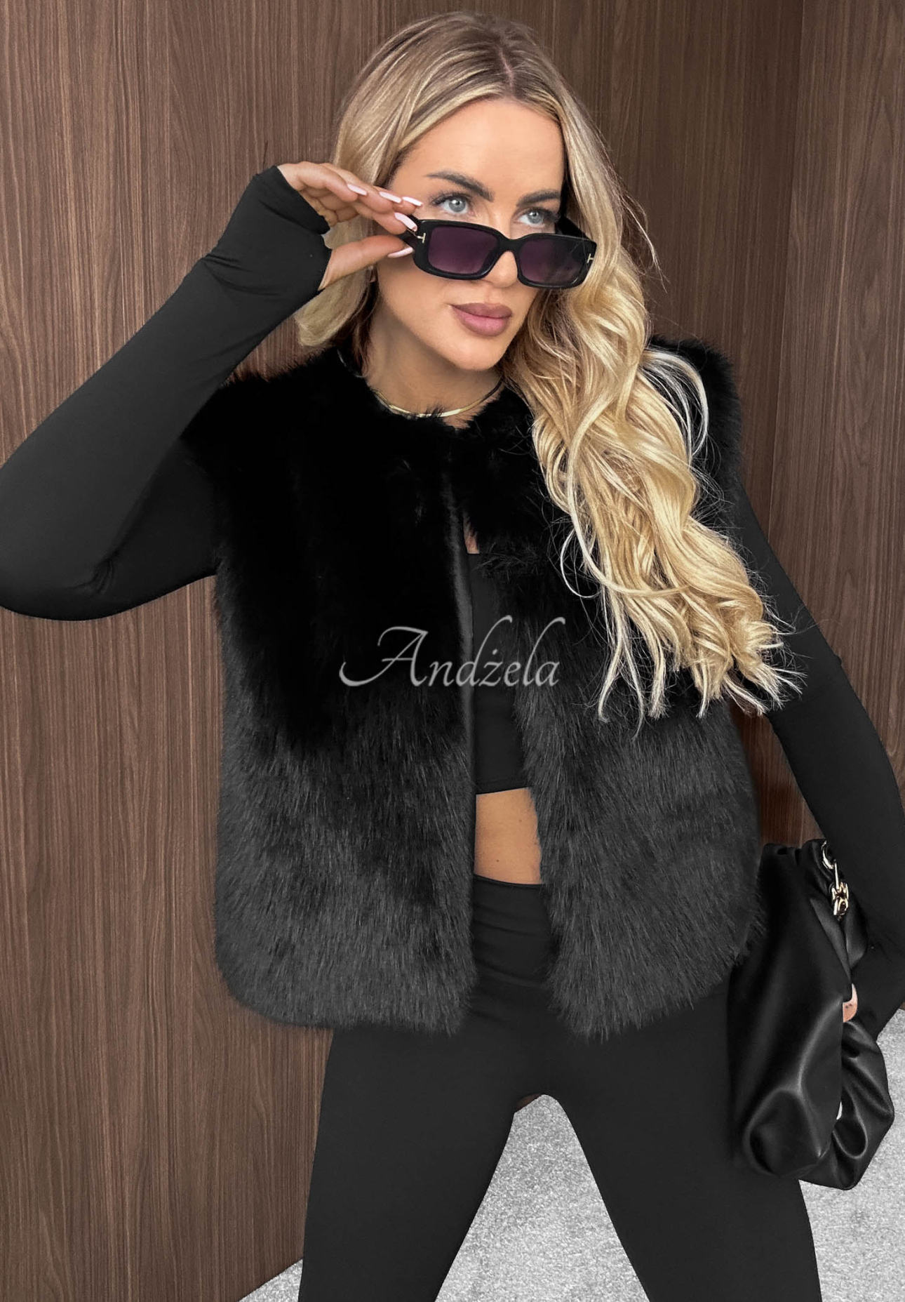 Kurze Fellweste Cozy Fur Schwarz