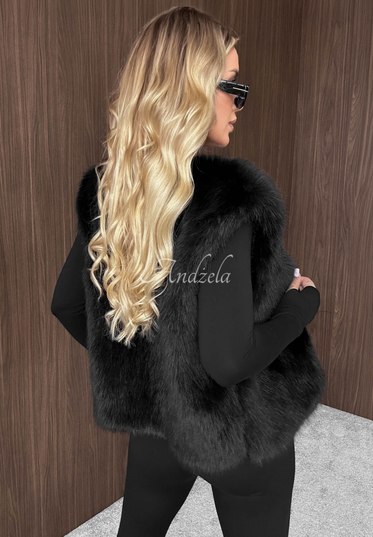 Kurze Fellweste Cozy Fur Schwarz