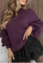 Pullover oversize z wełną Magic Hour Beerenfarben
