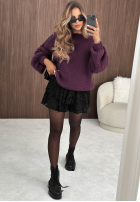 Pullover oversize z wełną Magic Hour Beerenfarben