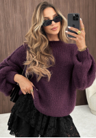 Pullover oversize z wełną Magic Hour Beerenfarben