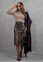 Dopasowany Pullover z golfem Early Evening Rot