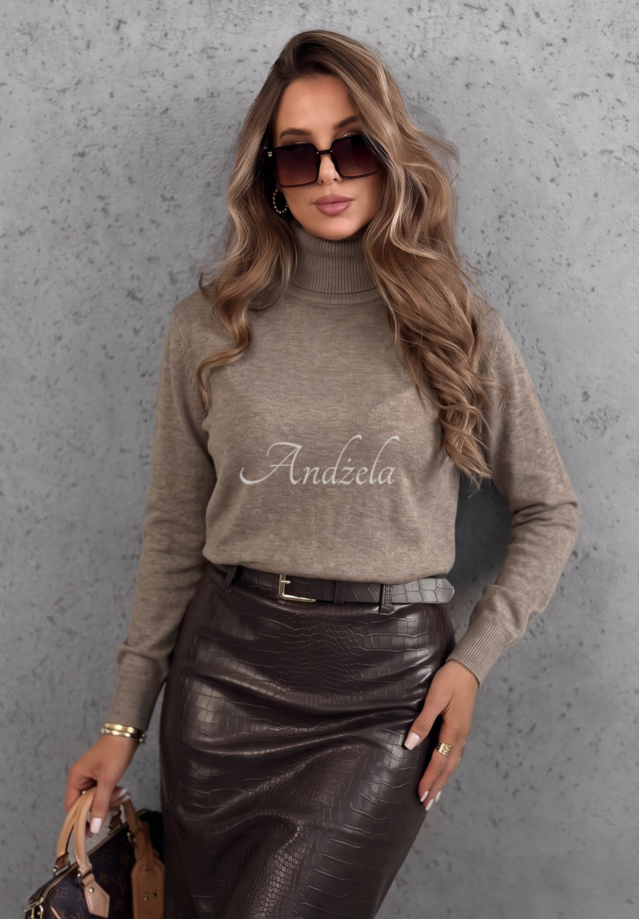 Viskose-Pullover mit Rollkragen Early Evening Beige