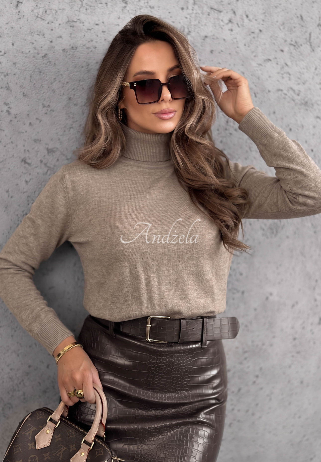 Viskose-Pullover mit Rollkragen Early Evening Beige