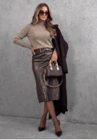Dopasowany Pullover z golfem Early Evening Rot