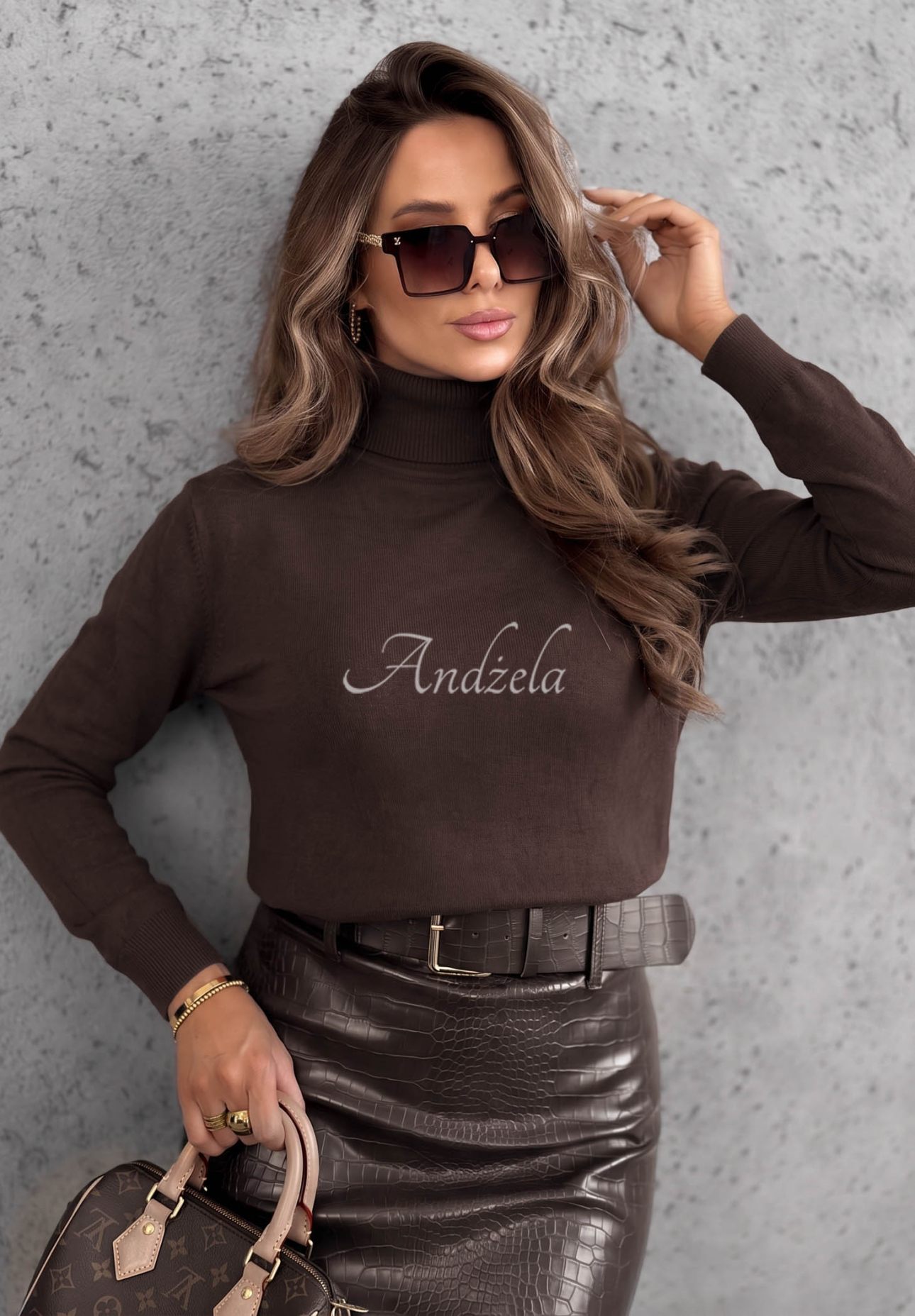 Viskose-Pullover mit Rollkragen Early Evening Schokoladenbraun