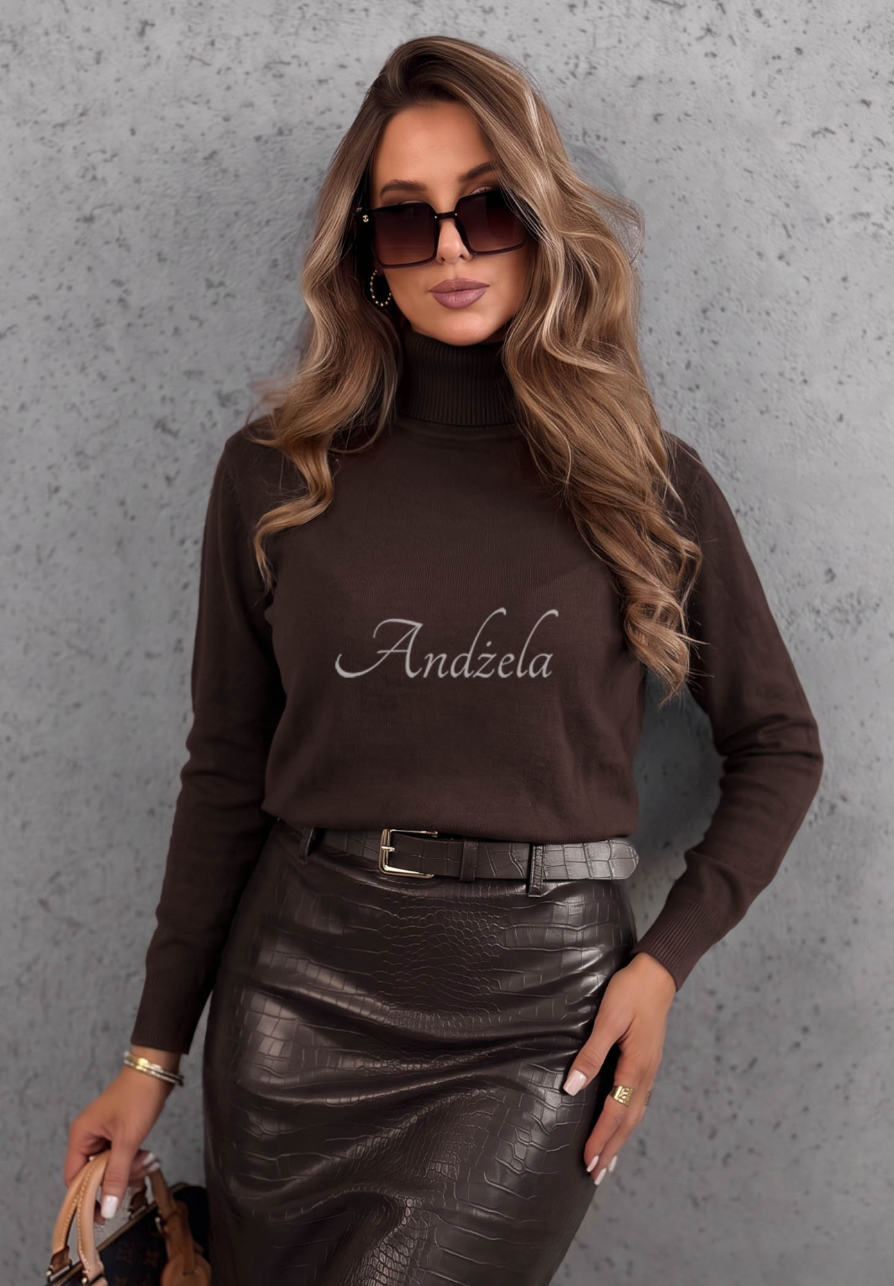 Viskose-Pullover mit Rollkragen Early Evening Schokoladenbraun