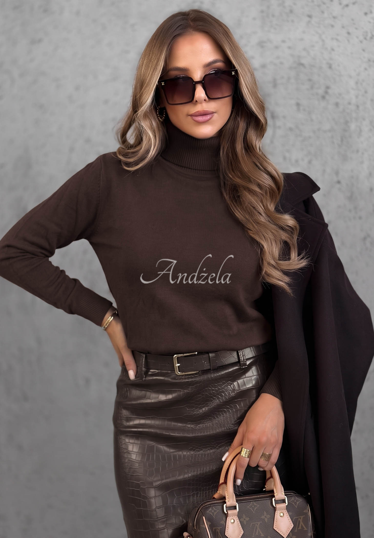 Viskose-Pullover mit Rollkragen Early Evening Schokoladenbraun